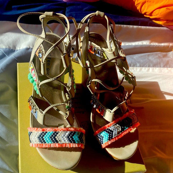 INDIIE Madden Girl Dressy Wedge Sandals Size 9 - Picture 2 of 9